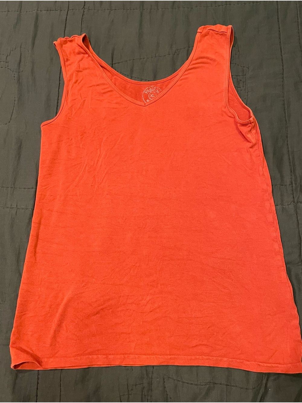 Papillon Blanc Rust Orange V-Neck Tank Top